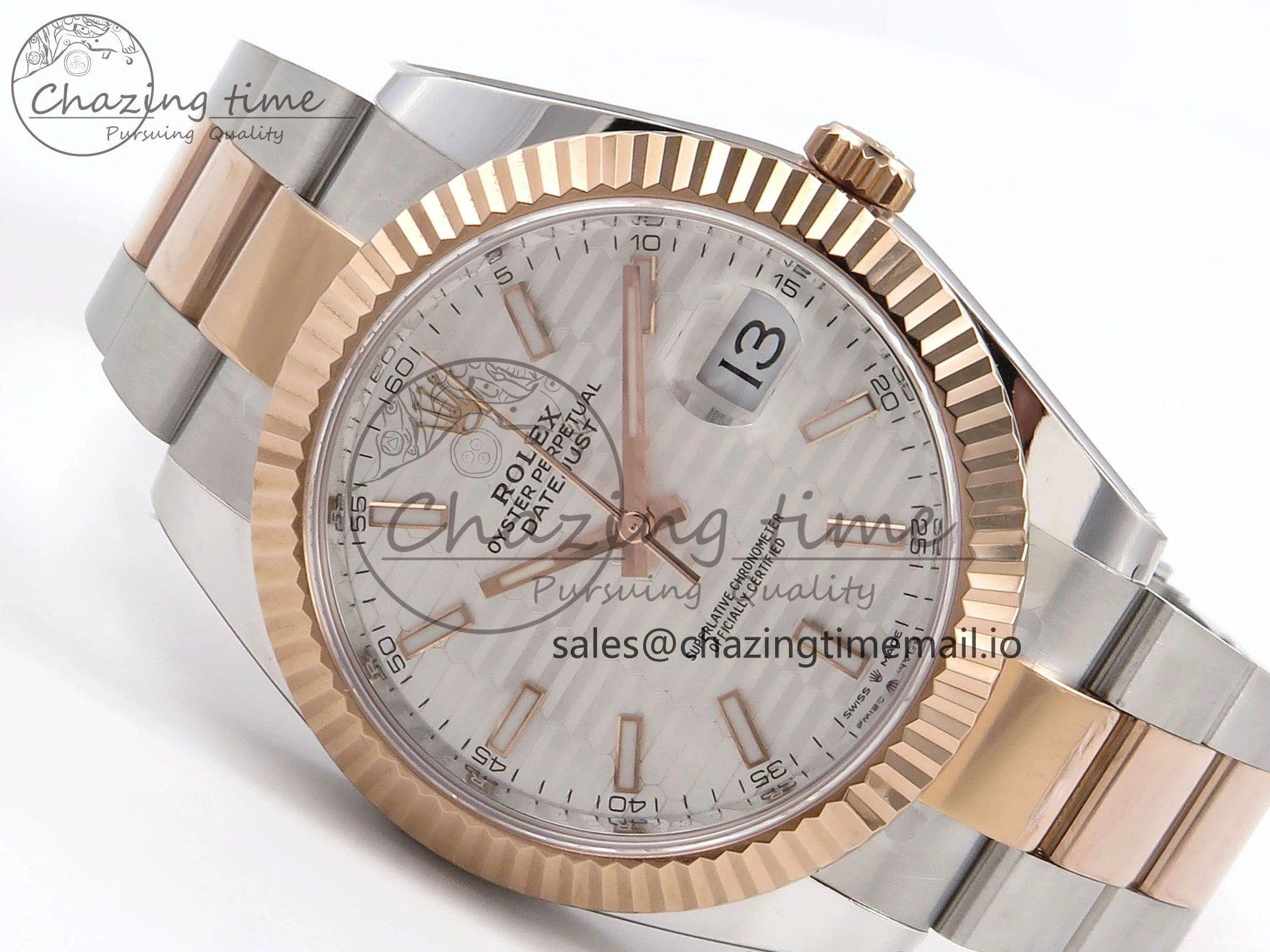1231 DateJust 41 126331 ARF 1:1 Best Edition 904L Steel Silver Textured Dial on SS RG Oyster Bracelet SH3235（Gain Weight） TechFriendly 1097